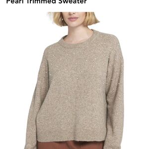 Elle Pearl Embellished Sweater - Beige